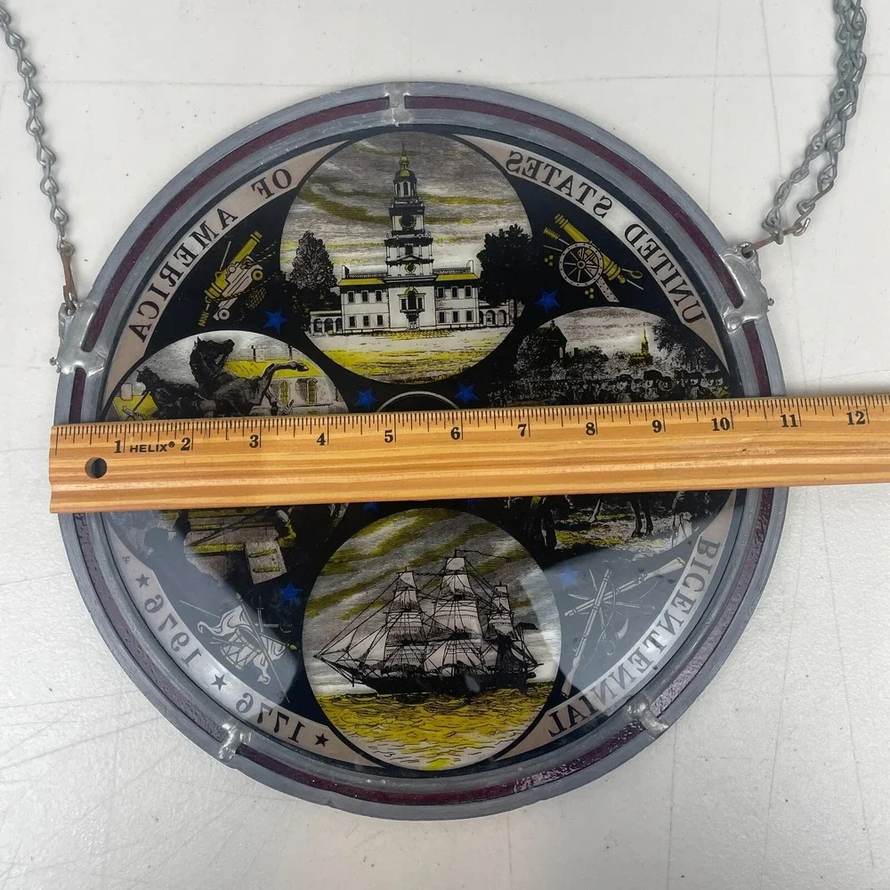 Vintage Suncatcher Stained Glass United States Of America Bicentennial 1776 1976 - Picture 15 of 15